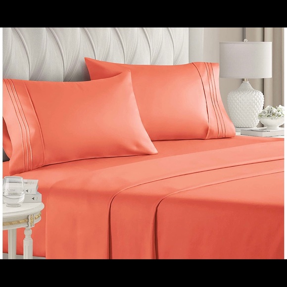 Luxury TWIN sheet set in coral - Picture 2 of 6